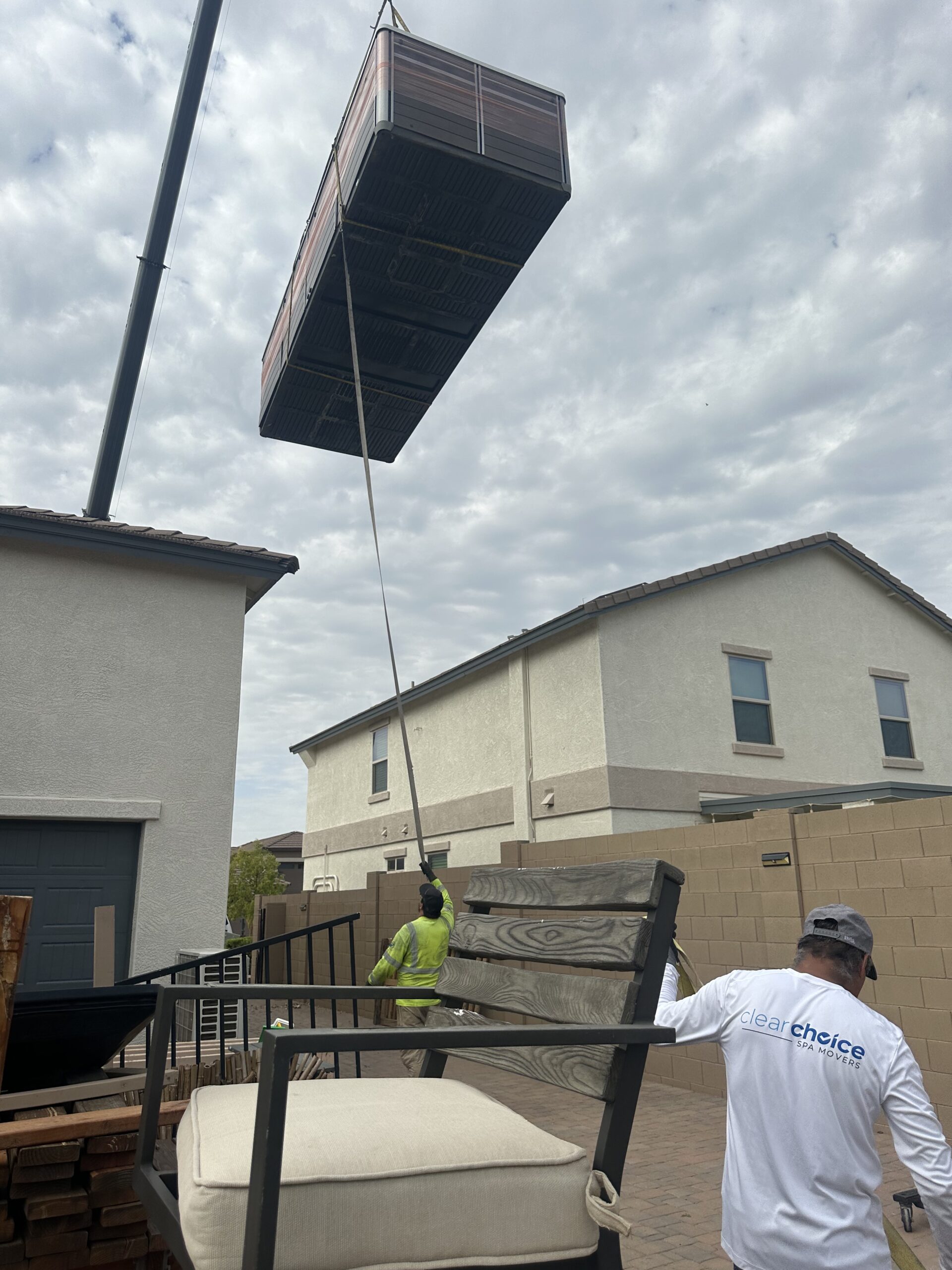 Hot Tub Movers using crane